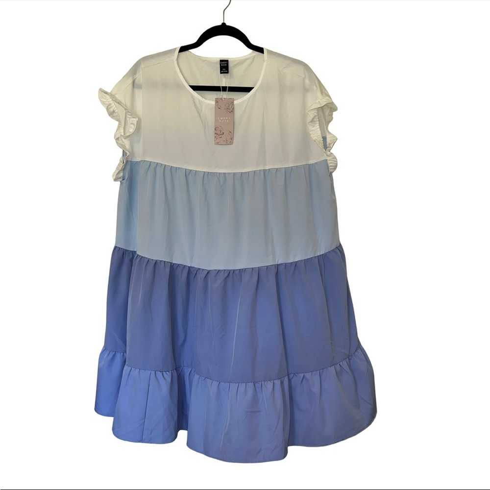 NWT SHEIN Colorblock Ruffle Sleeve Dress - Picture 2 of 5